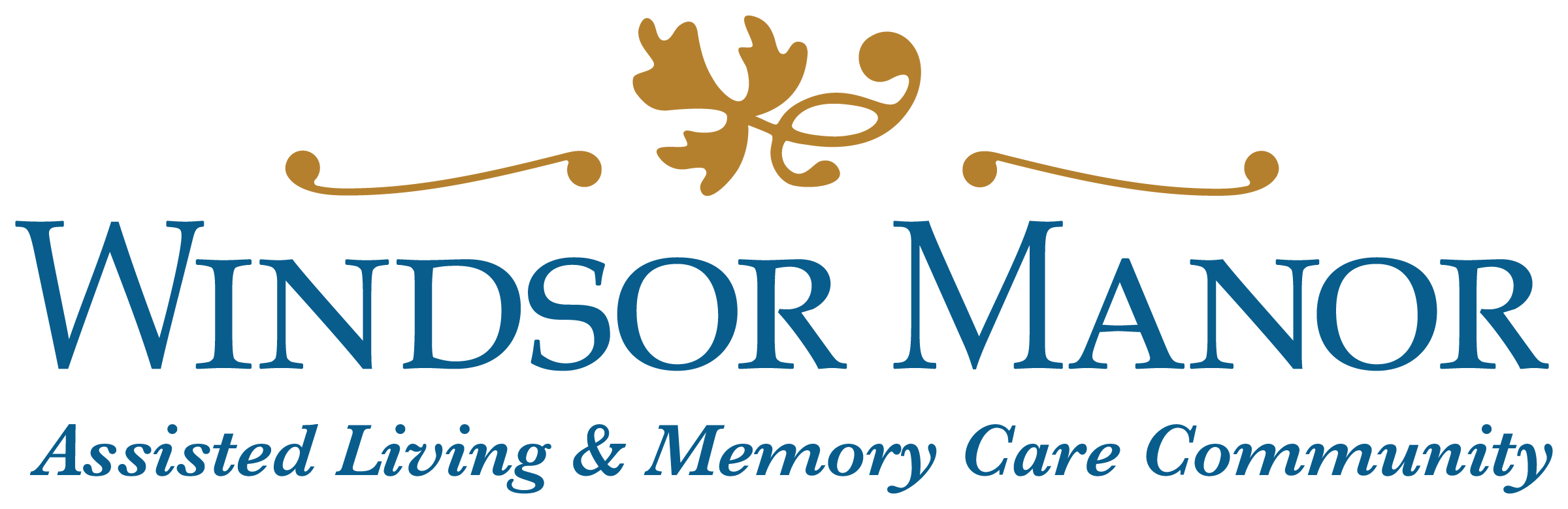 The image is a logo for Windsor Manor, an assisted living and memory care community.