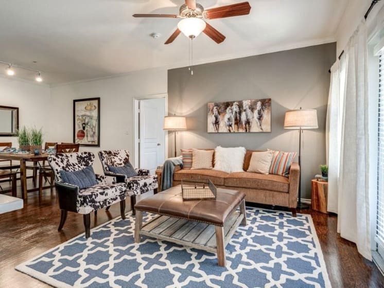 Spacious Living Room at Lost Spurs Ranch Apartments in Roanoke, Texas