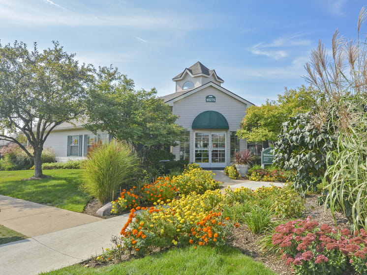 Exterior of the Clubhouse with Flowers