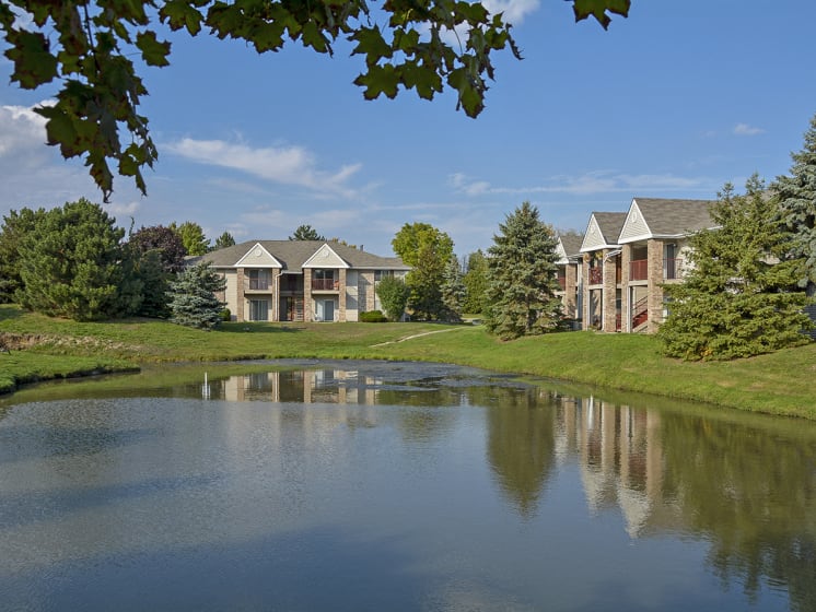 Exterior Patios and Balconies at Turtle Cove Overlooking the Large Pond