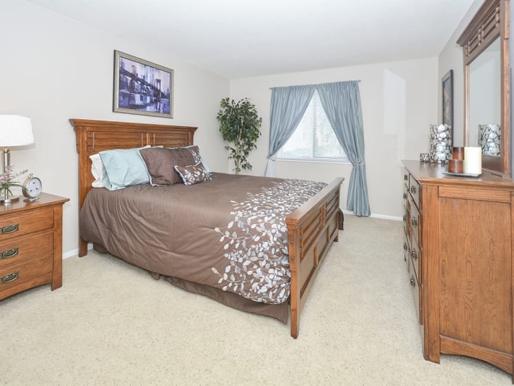 Spacious Bedroom with Large Double Window and Plush Carpeting