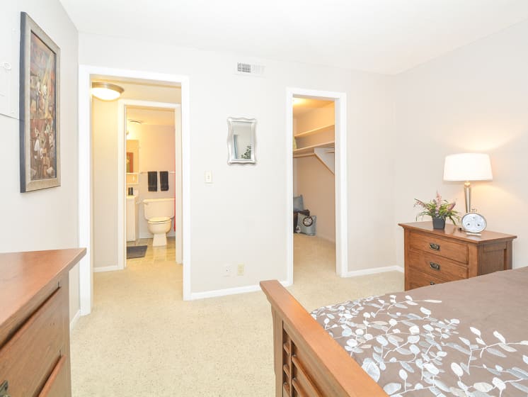 Spacious Bedroom with Large Walk-In Closet and Attached Bathroom