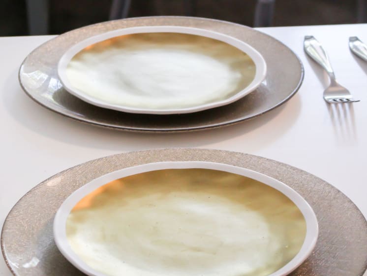 Two plates on table