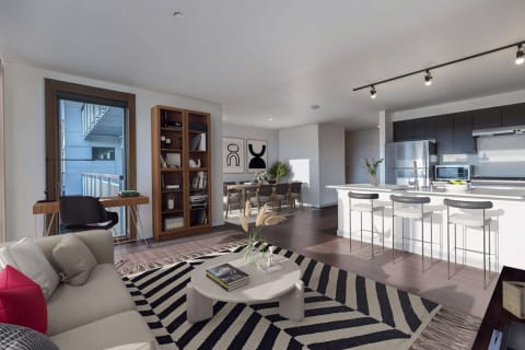 Two Bedroom Living Room at Ballard Public Lofts
