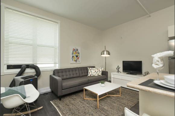 Living Room at 300 Tache Apartment, Winnipeg, MB.