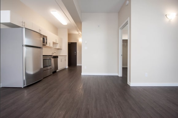 Living and Kitchen Area at 300 Tache Apartment, Winnipeg, MB.
