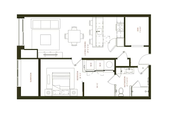 A black and white floor plan at Twenty Fair Apartments, New Haven, CT