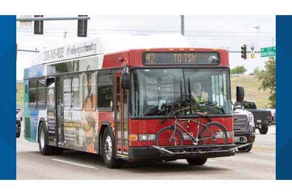 A red bus at Alante Homes at Spring Run, Caldwell, Idaho