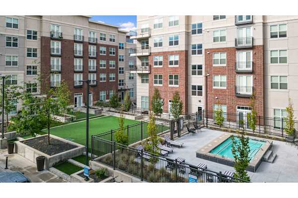 Pool and lawn view at 200 City View, Utah