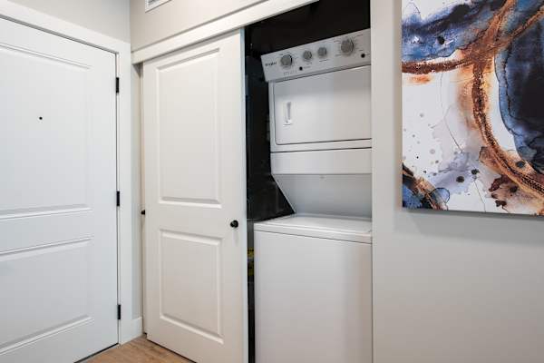 A white oven and dishwasher are in a kitchen.