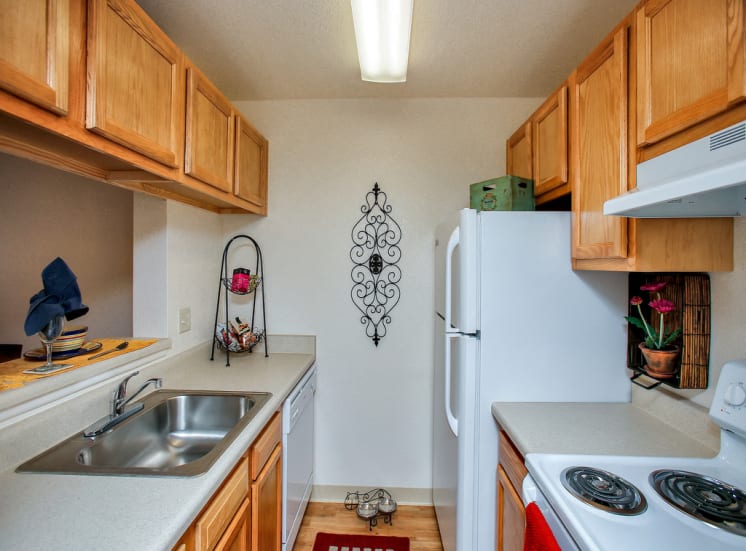 Large kitchen storage of Pavilions at Pantano in Tucson, AZ, For Rent. Now leasing 1, 2 and 3 bedroom apartments.
