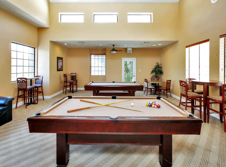 Billiards Table in Recreation Room at Pavilions at Pantano in Tucson, AZ.