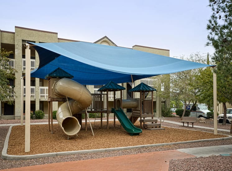 Childrens playground of Pavilions at Pantano in Tucson, AZ, For Rent. Now leasing 1, 2 and 3 bedroom apartments.