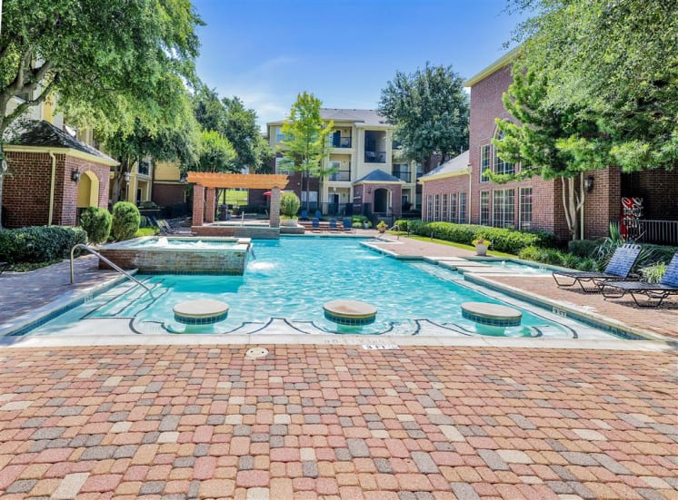 Cool off in pool seating at Gates de Provence, Now Leasing.