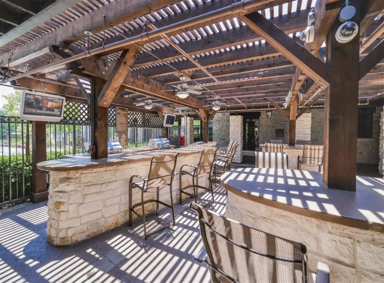 BBQ Gilling Patio at Cypress Lake at Stonebriar Apartments in Frisco, TX, For Rent. Now leasing 1, 2 and 3 bedroom apartments.