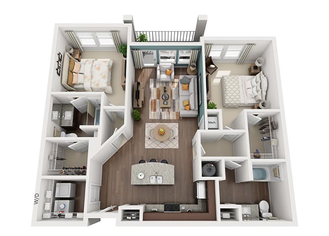 Linden on the GreeneWay Addie (B3) 2-bedroom floor plan image - Orlando, FL