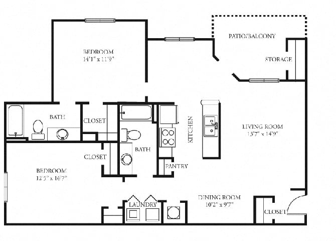 Paramount Floor Plan at Tramore Village Apartment Homes, Georgia, 30106