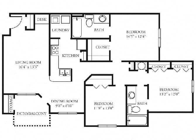 Essex Floor Plan at Tramore Village Apartment Homes, Austell, GA