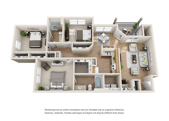 Essex Floor Plan at Tramore Village Apartment Homes, Austell