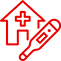 icon of hospital and thermometer