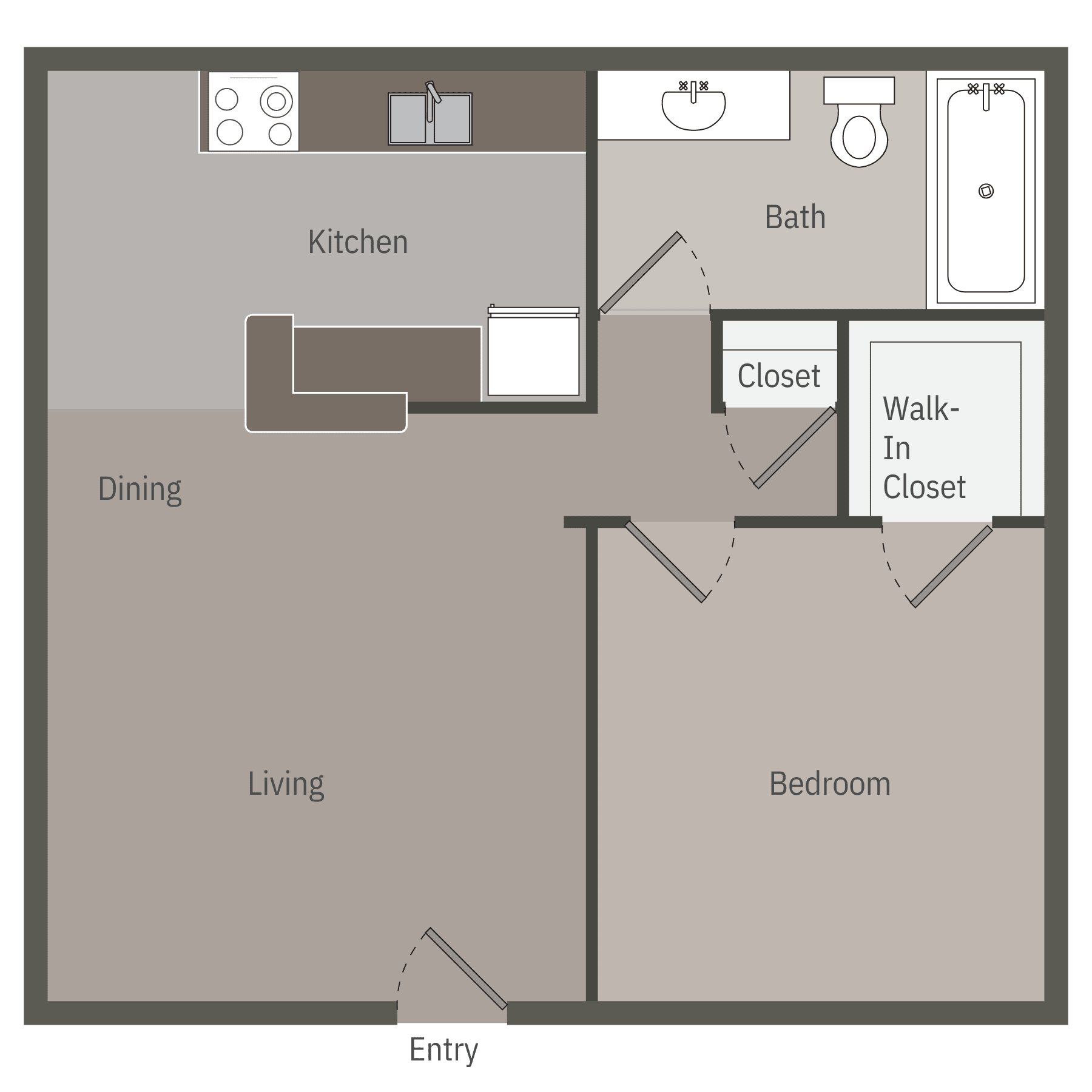 2025 West Apartment Homes A1 one-bedroom floor plan - Phoenix, AZ