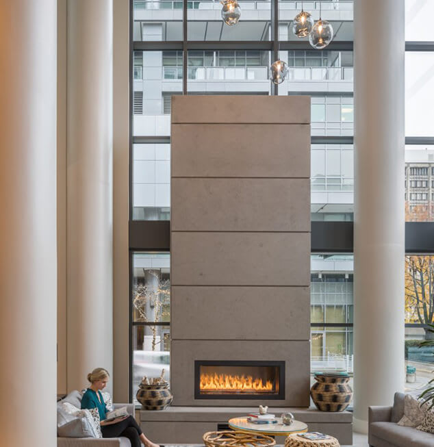 Posh Lounge Area With Fireplace In Clubhouse at Two Lincoln Tower, Bellevue