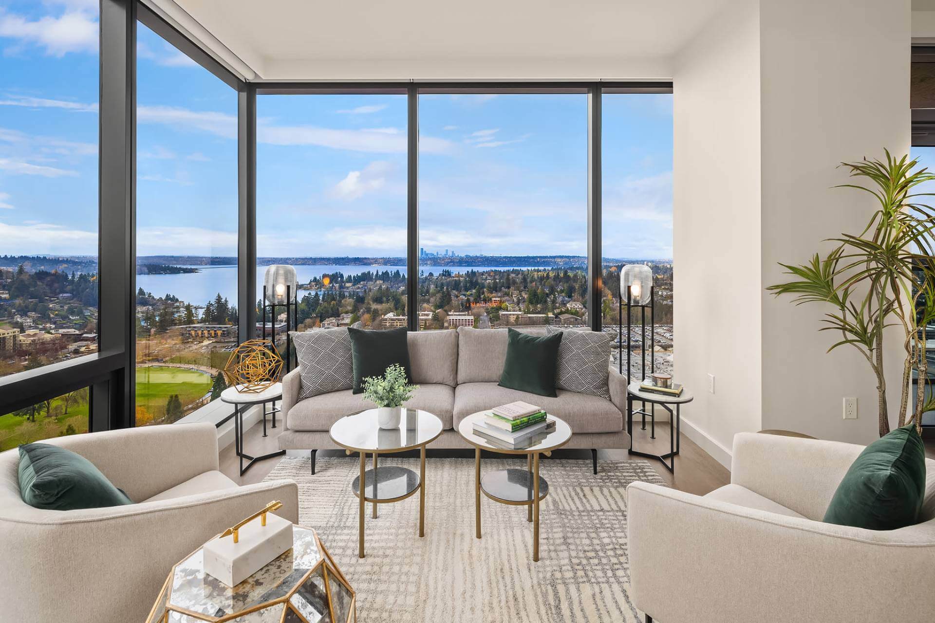 Two Lincoln Tower Living Room with view
