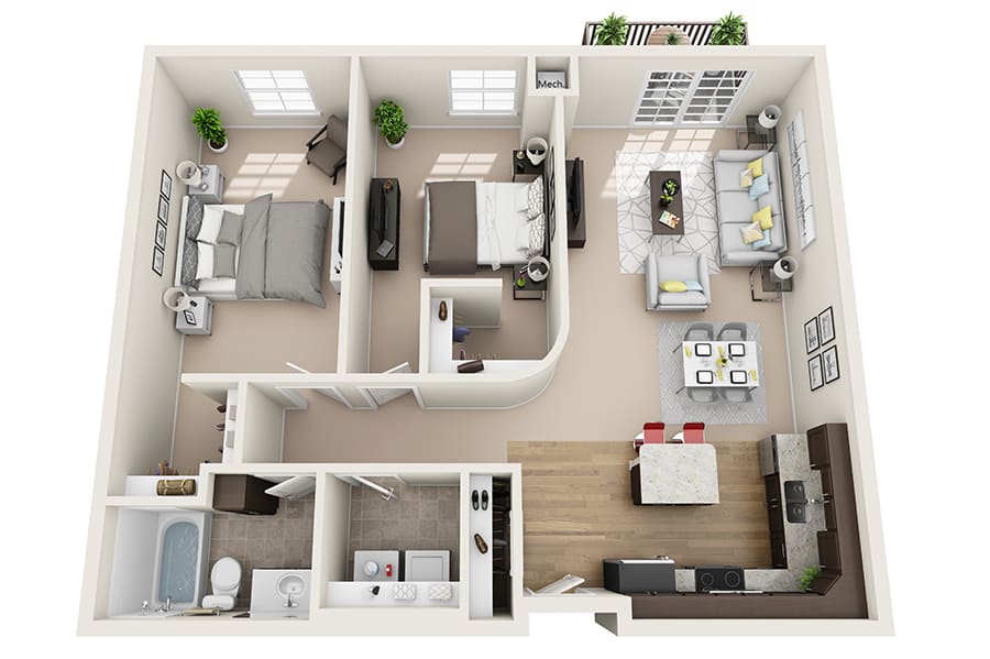 Monticello Crossings B1 2-bedroom floor plan image - Monticello, MN