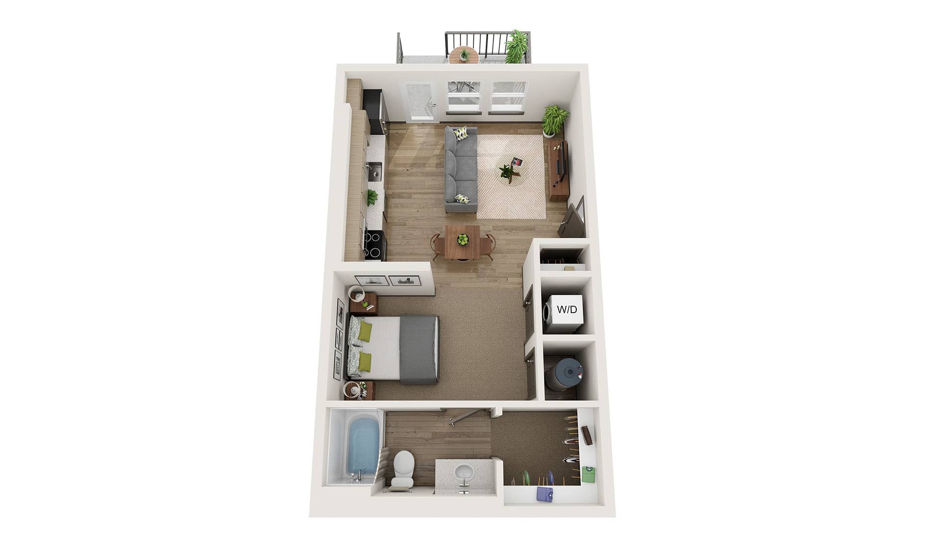 Railway Flats Apartments S1 studio floor plan image - Loveland, CO