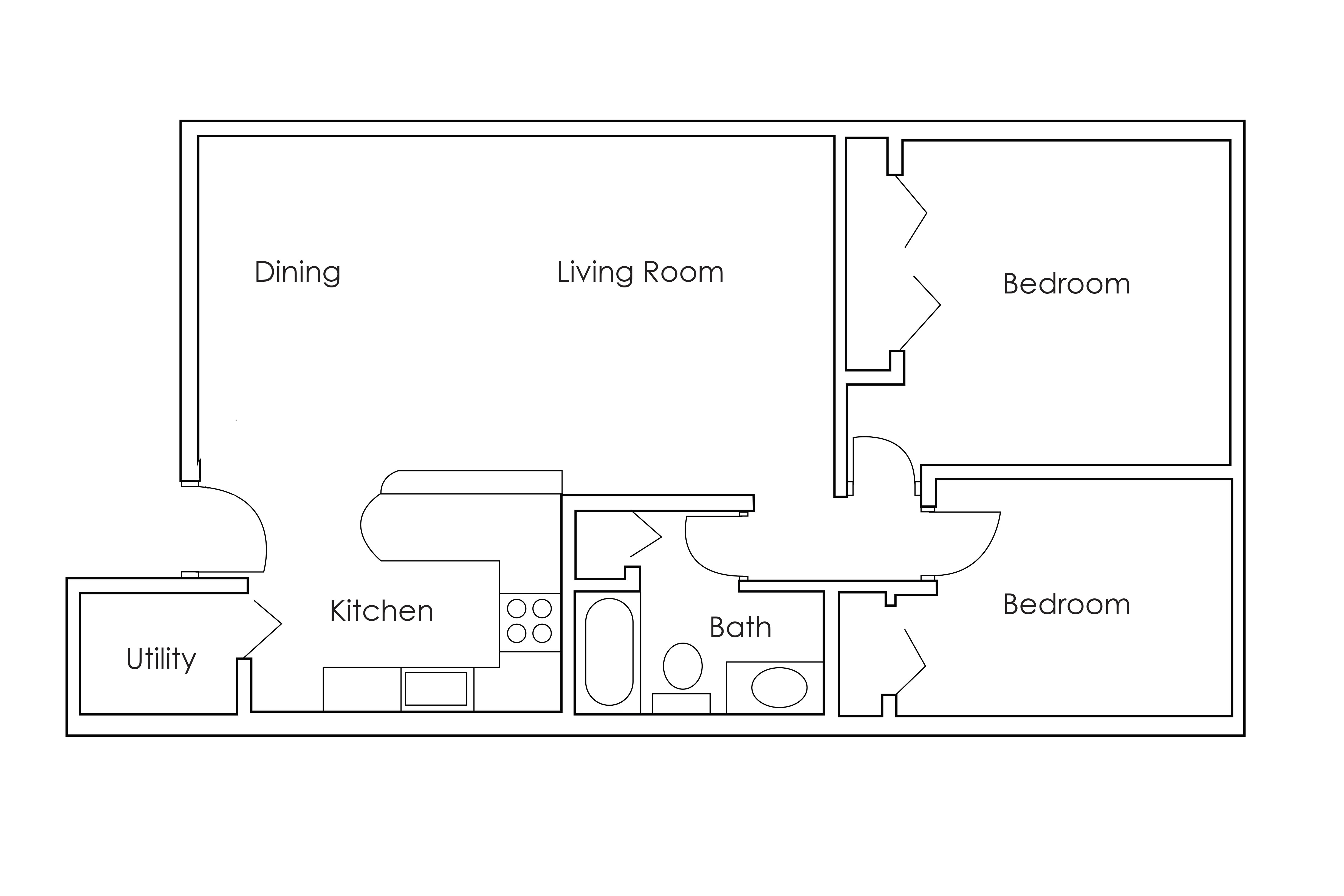 Olympic Village Apartments B3 floor plan image - Billings, MT