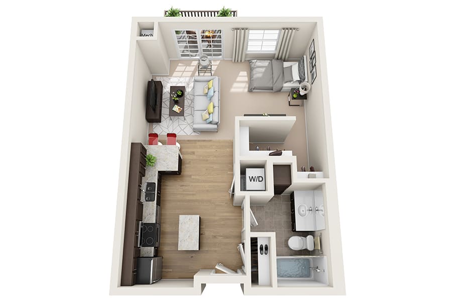 Monticello Crossings S1 studio floor plan image - Monticello, MN