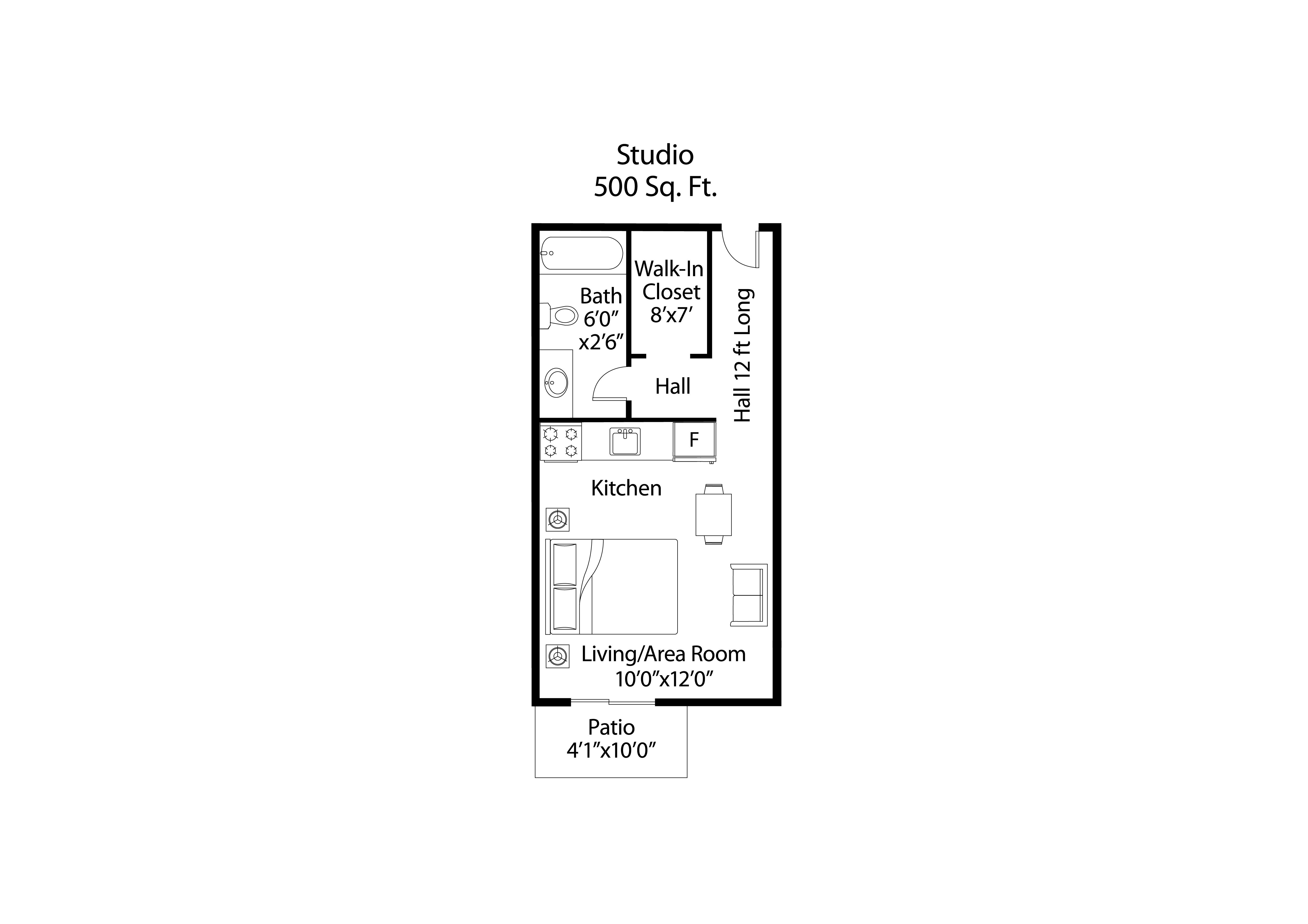 Connelly On Eleven S1R studio floor plan image - Burnsville, MN