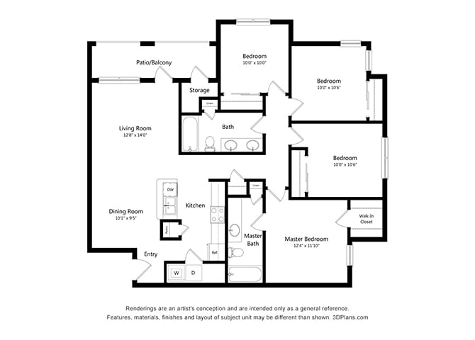 Stoneridge Apartments four bedroom floor plan - Pflugerville, TX