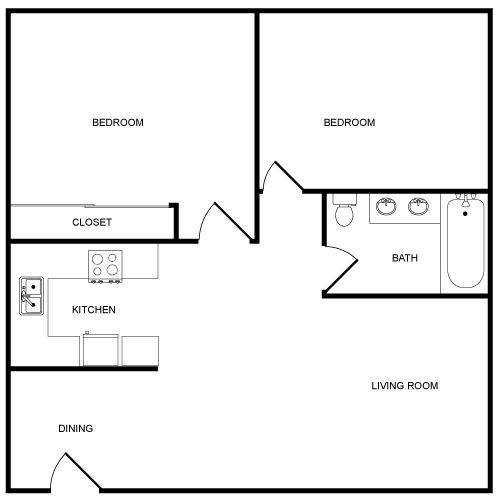 Two bedroom floor plan
