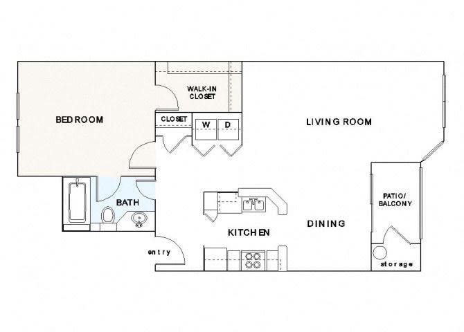 The Grove Germantown Apartments A1 1 bedroom floor plan - Germantown, TN