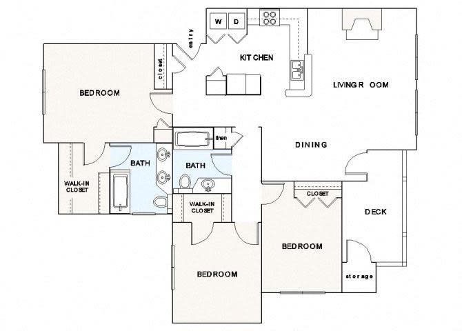 The Grove Germantown Apartments C1 3 bedroom floor plan - Germantown, TN