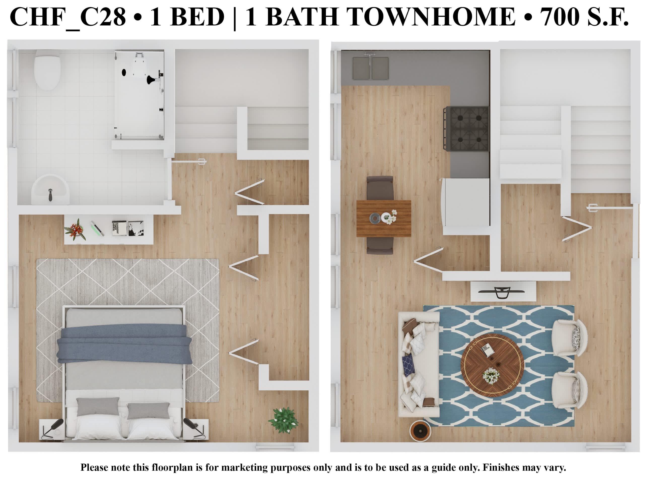 CWE Apartments townhome floor plan image chf c28 a - St. Louis, MO