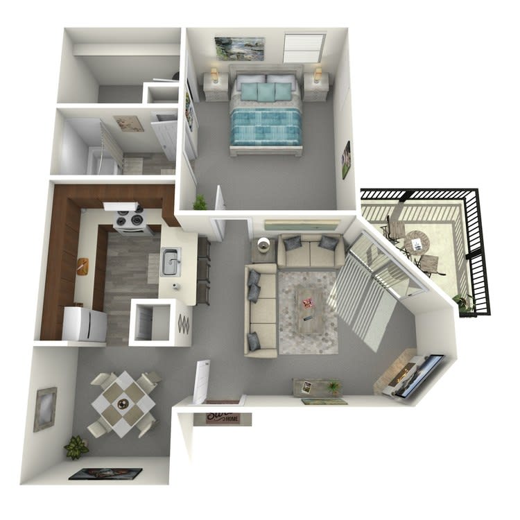 The Nova Apartments Dogwood 1 bed 1 bath floor plan image - Memphis, TN