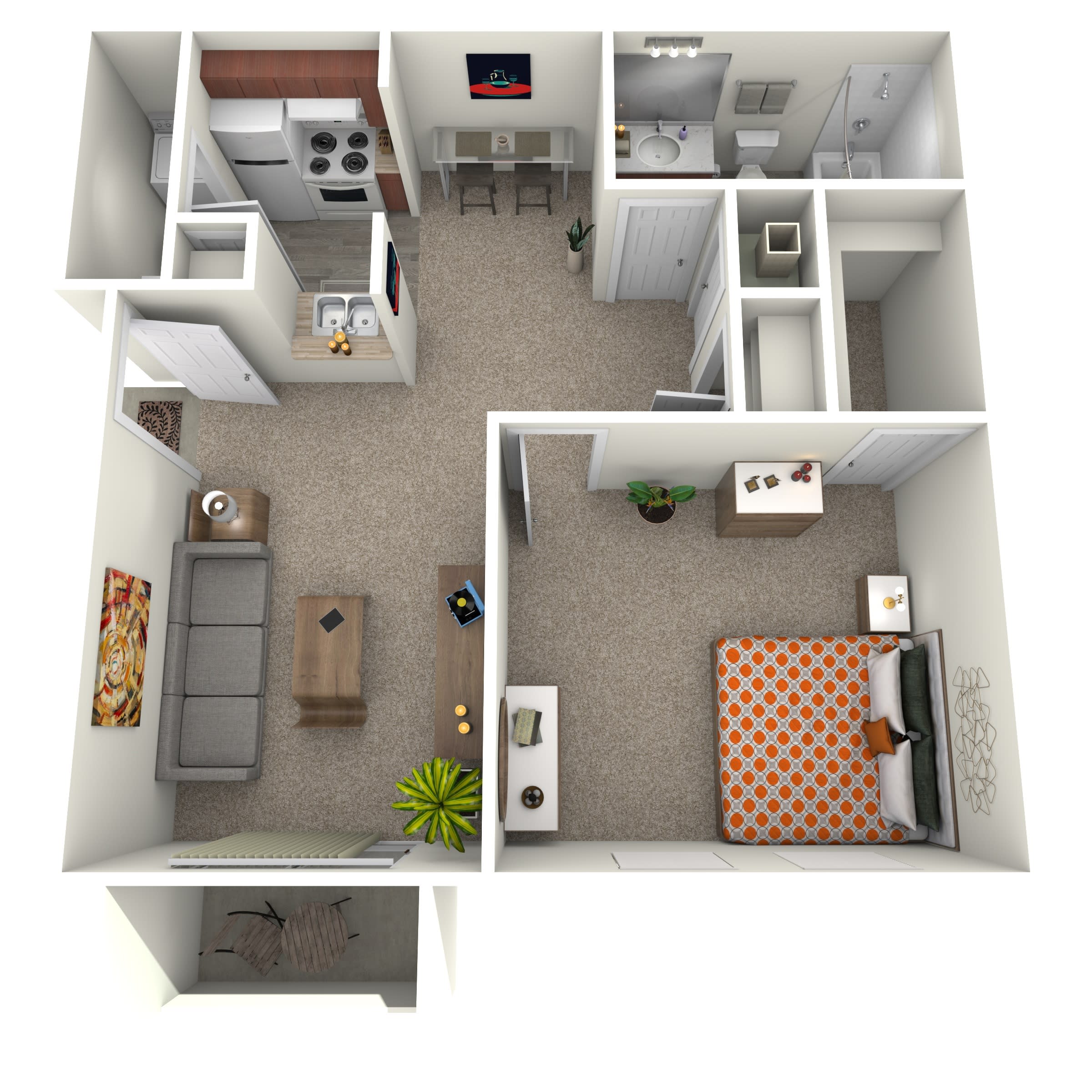 The District Apartments Downtown 1 bed 1 bath floor plan - Memphis, TN