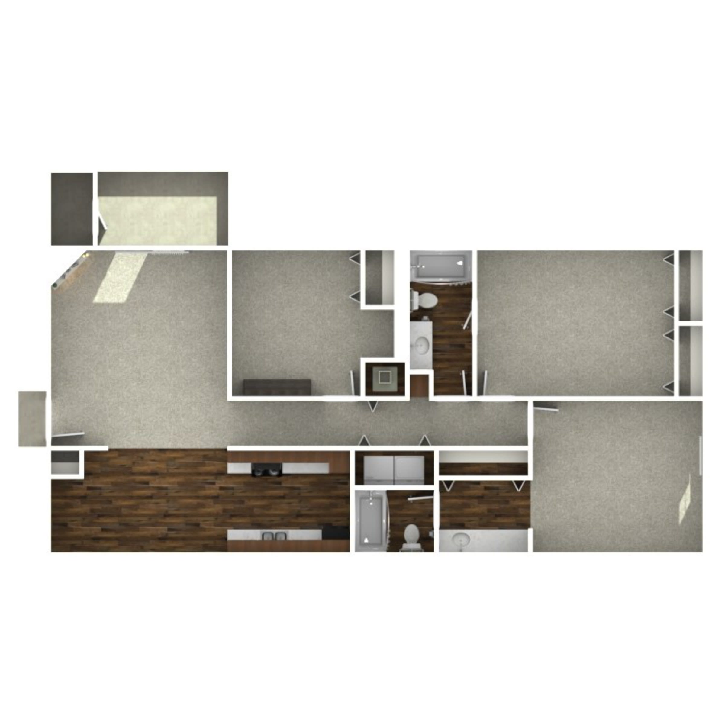 The Stella Apartments Drake 3 bed 2 bath floor plan - Memphis, TN