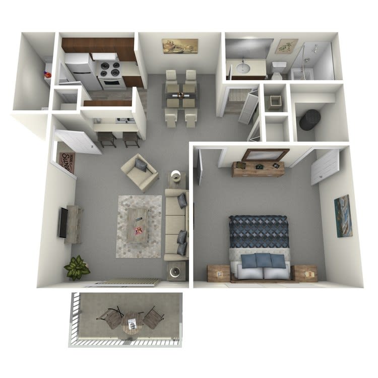 The Local Apartments Kirby 1 bedroom 1 bath floor plan - Memphis, TN