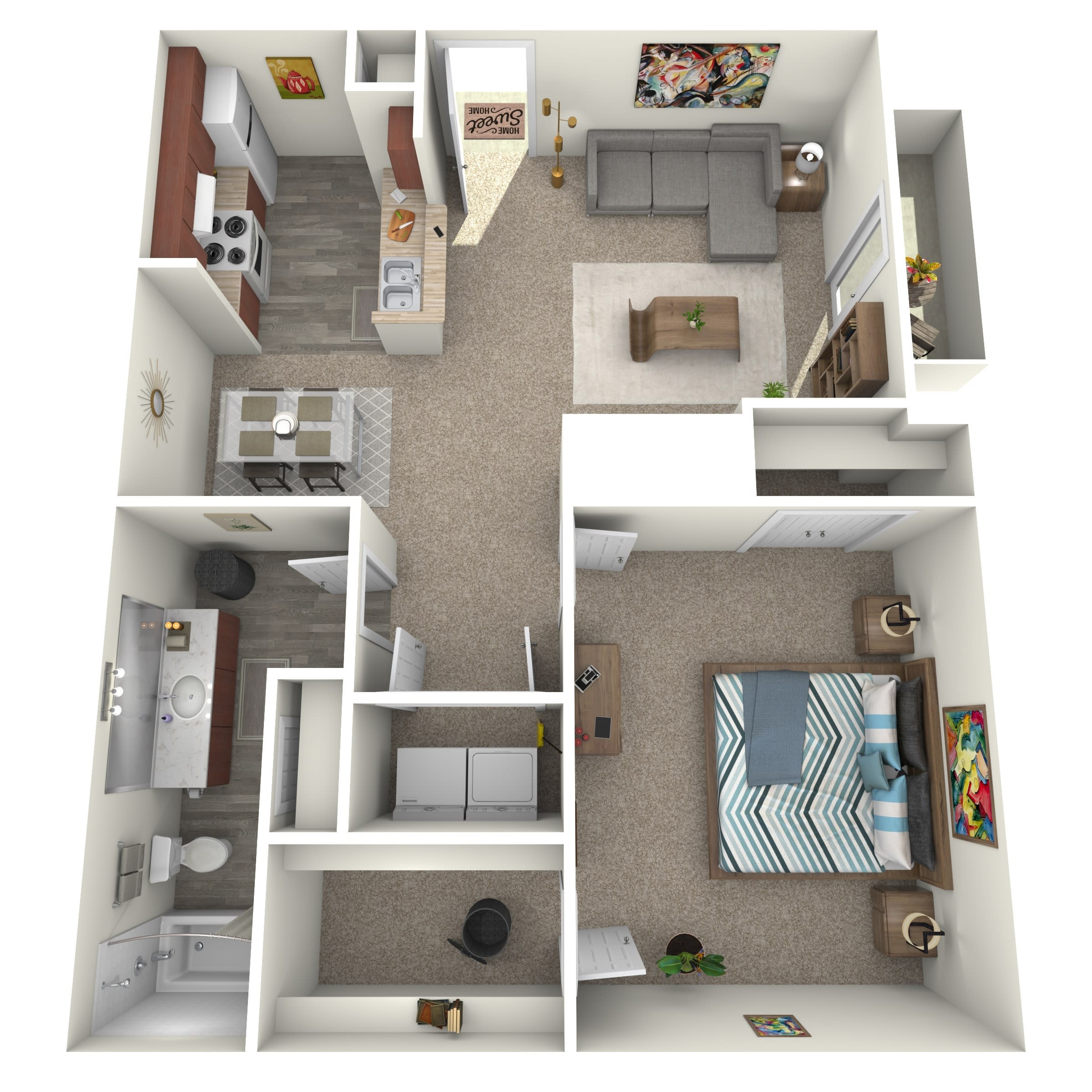 The District Apartments Lincoln 1 bed 1 bath floor plan - Memphis, TN