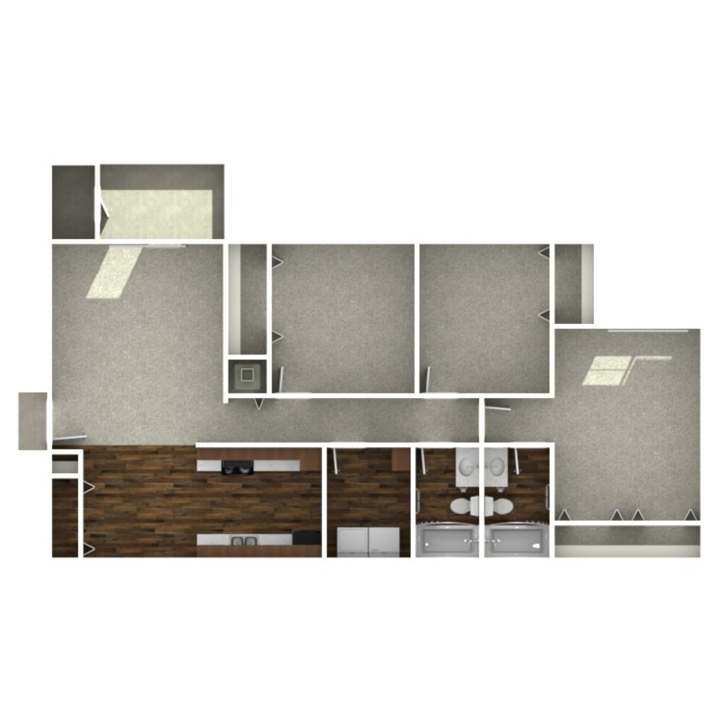 The Stella Apartments Marquette 3 bed 2 bath floor plan - Memphis, TN
