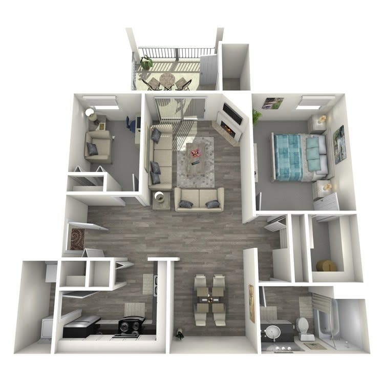 Island Club Apartments Martinique Renovated 1 bed 1 bath floor plan - Columbus, OH