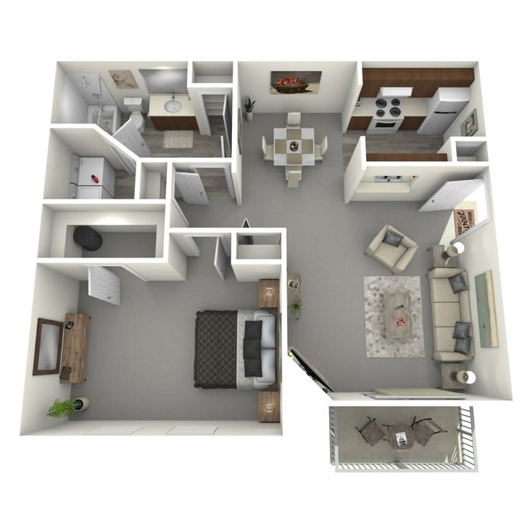 The Local Apartments Quince 1 bedroom 1 bath floor plan - Memphis, TN