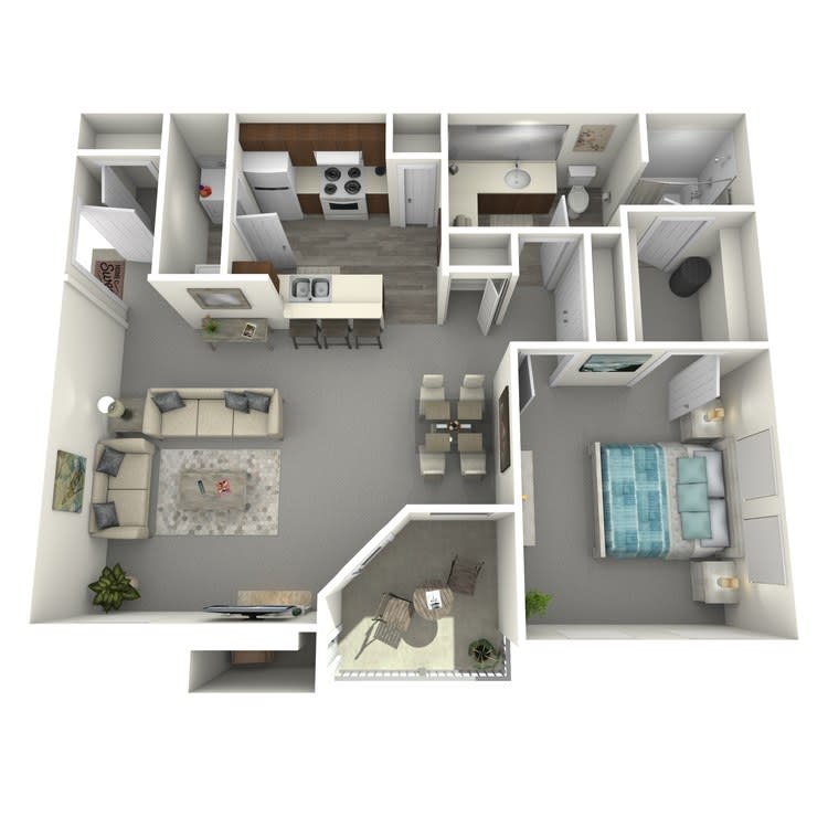 The Local Apartments Shelby 1 bedroom 1 bath floor plan - Memphis, TN