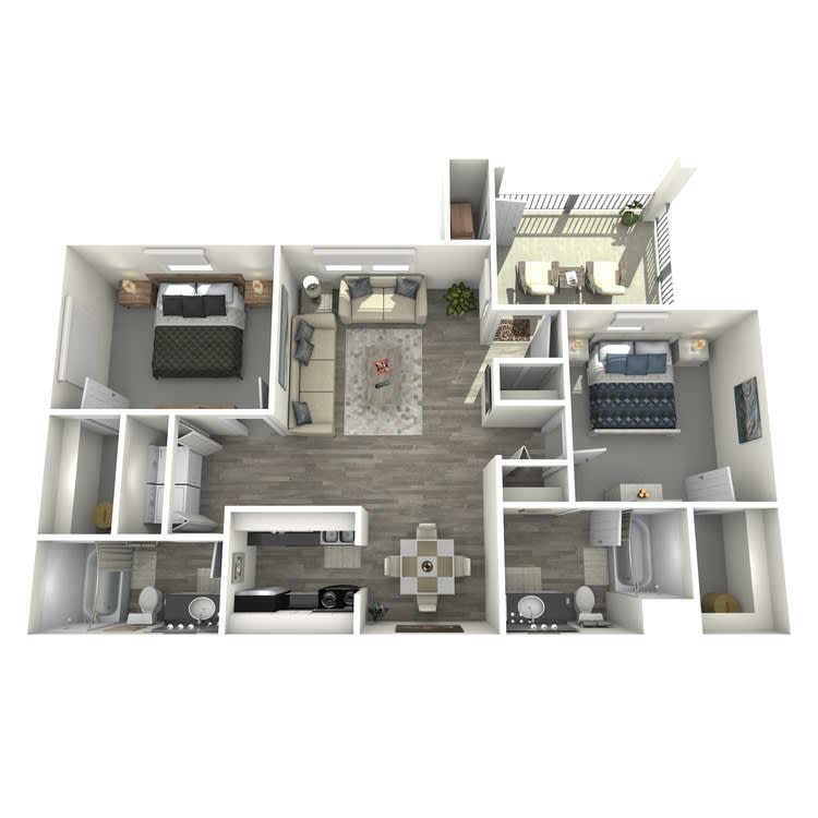 Island Club Apartments St Croix Renovated 2 bed 2 bath floor plan - Columbus, OH