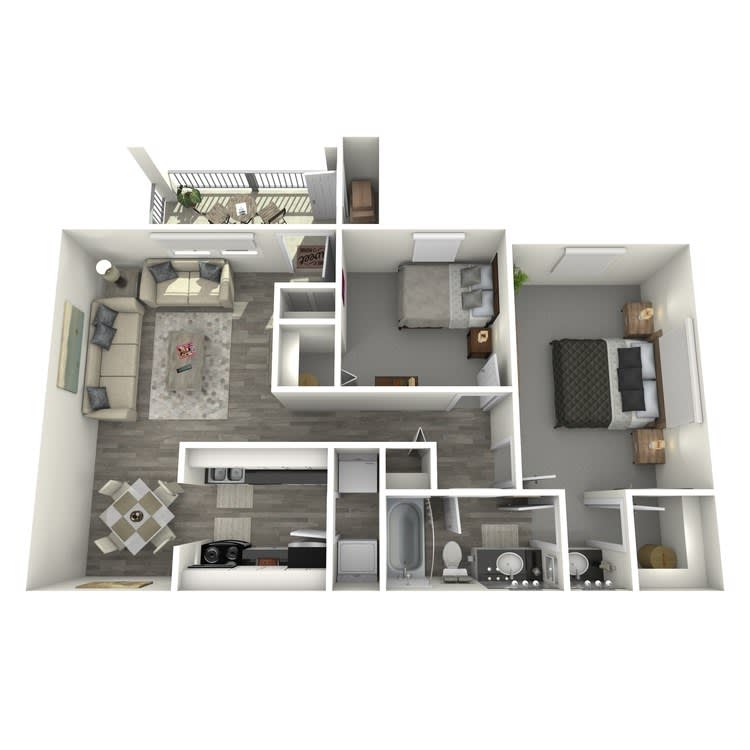 Island Club Apartments St Tropez Renovated 2 bed 1 bath floor plan - Columbus, OH