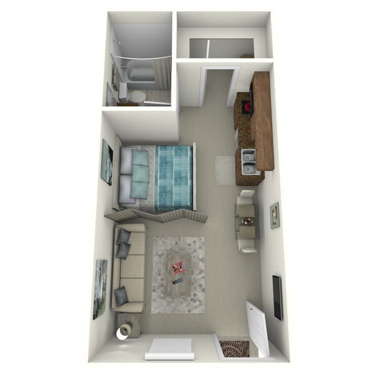 Silvertree at Little Turtle Apartments renovated studio floor plan image - Westerville, OH