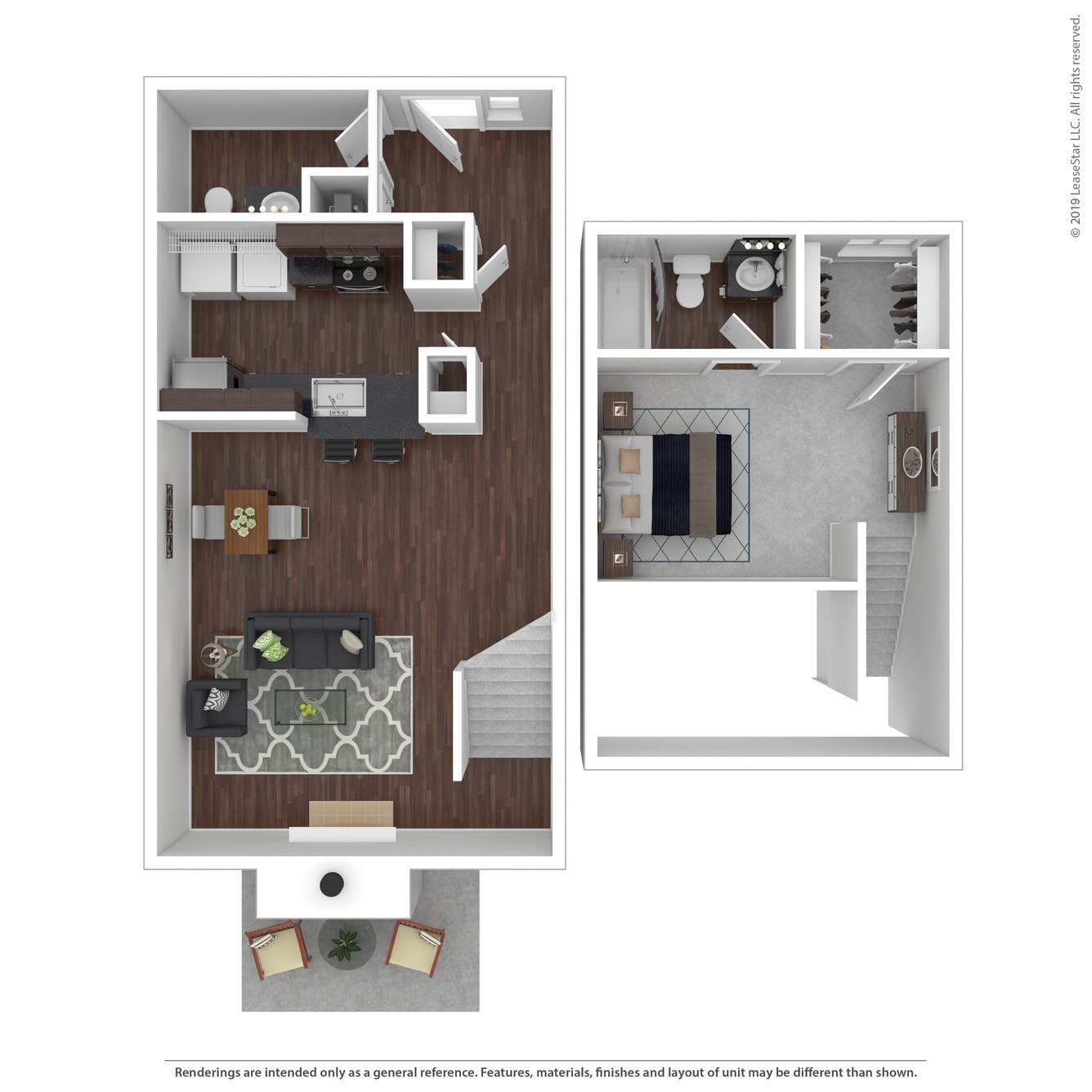 The Vale Apartments and Townhomes Sycamore townhome floor plan image - Cordova, TN